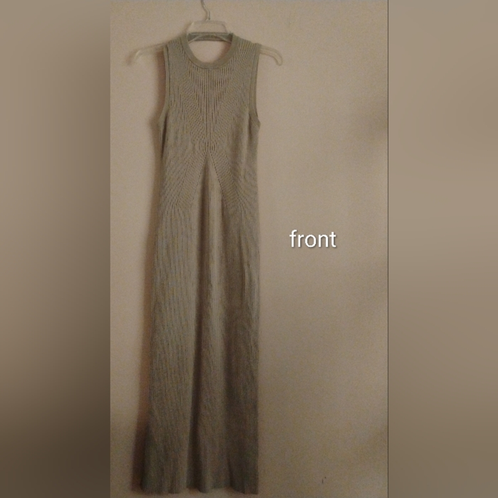 Bershka Ribbed Knit Midi Dress Tan Sleeveless XL New With Tags - Picture 9 of 14